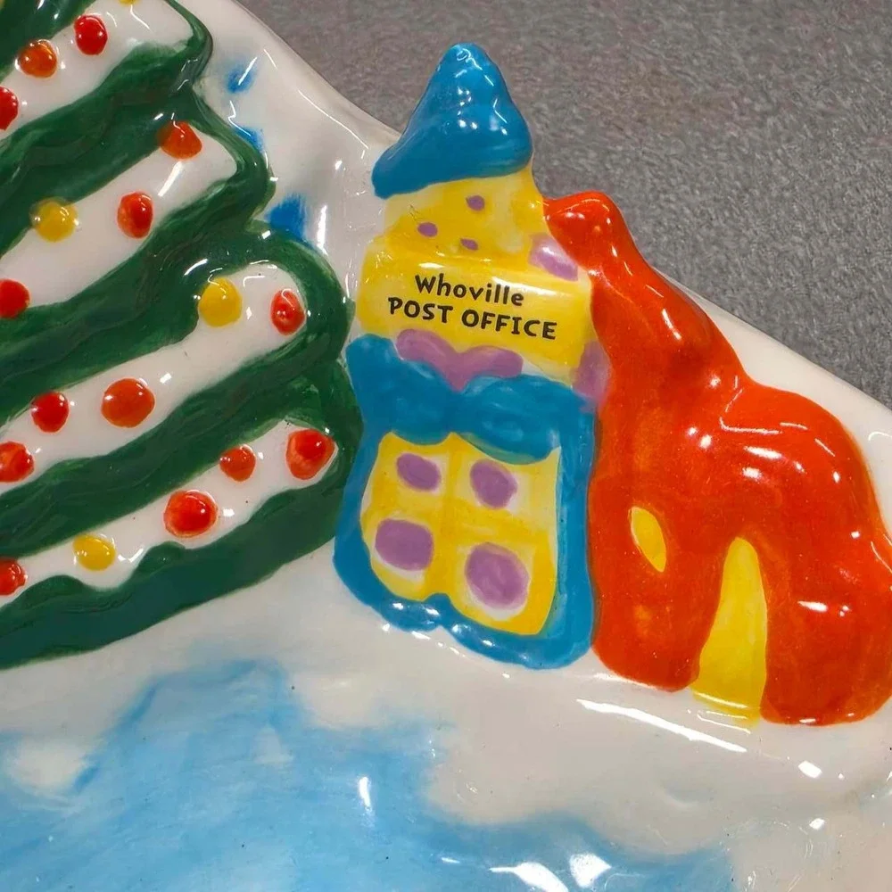 Hershey Dr Seuss How The Grinch Stole Christmas Candy Dish Bowl White Excellent